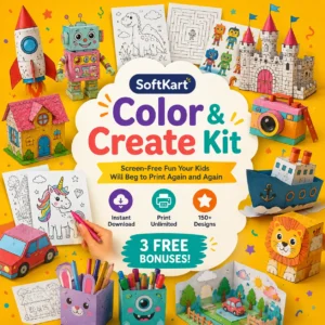 Kids Color & Create Printable Activity Bundle – 150+ Print & Play Designs + 3 Bonus Packs
